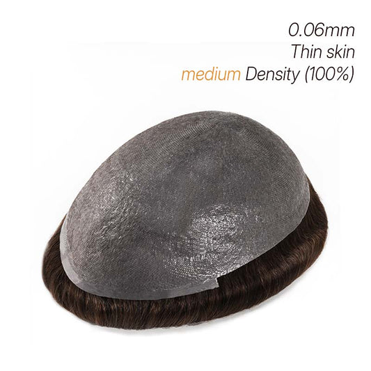 ENSO 0.06mm Skin Hair System – V-Loop Hairline, Injected Hair, Medium Density (100%)