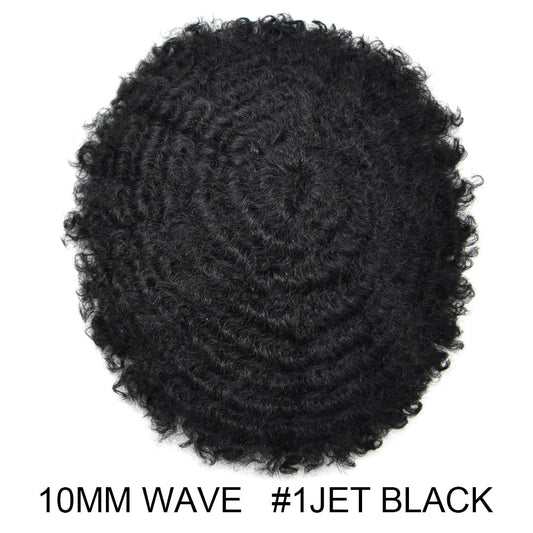 Afro Men Curly Hair System Thin skin wig