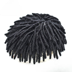 Afro Curl Toupee For Black Men Crochet Braid African American Afro Wavy Men Toupee Hairpieces Full Poly Thin Skin Mens Hair System