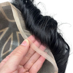 VERSALITE Male hair prosthesis French Lace Front with Durable Mono Top+Free portable wig stand